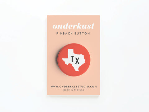 Red TX Pinback Button