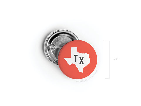 Red TX Pinback Button
