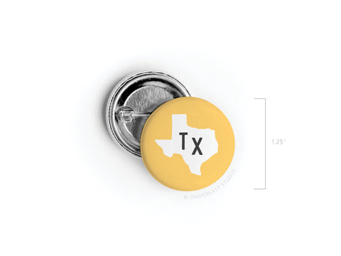 Yellow TX Pinback Button