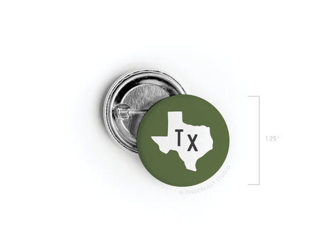 Dark Green TX Pinback Button