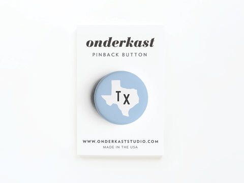 Light Blue TX Pinback Button