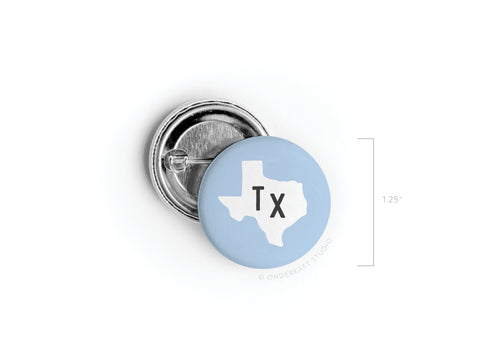 Light Blue TX Pinback Button