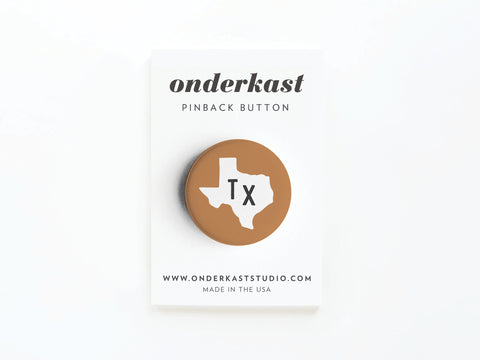 Brown TX Pinback Button