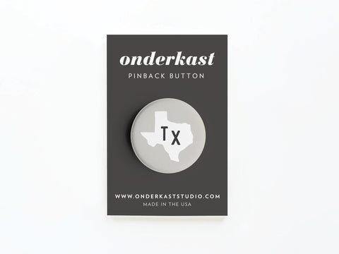 Gray TX Pinback Button