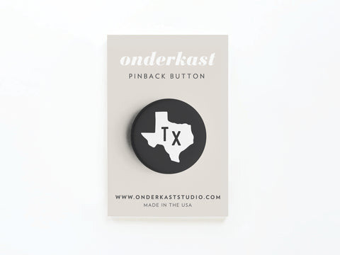 Black TX Pinback Button