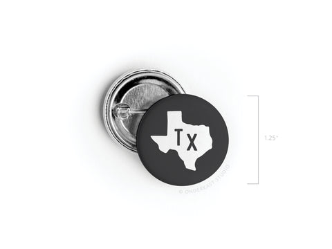 Black TX Pinback Button