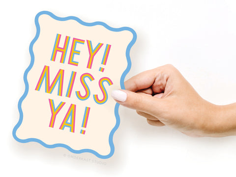 Wavy Die Cut Miss Ya Notecard