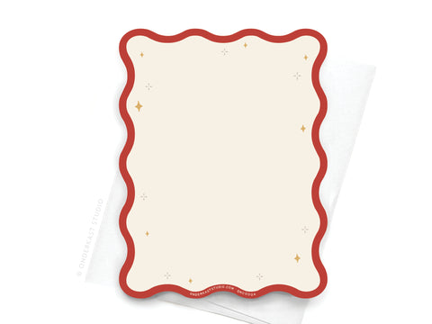 Wavy Die Cut TS Red Notecard