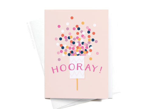 Hooray! Confetti Popper Folded Greeting Note Set of 10