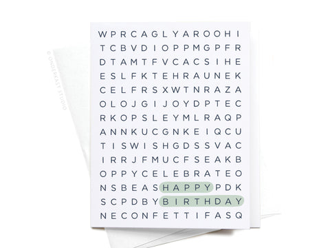 Happy Birthday Word Search Greeting Card