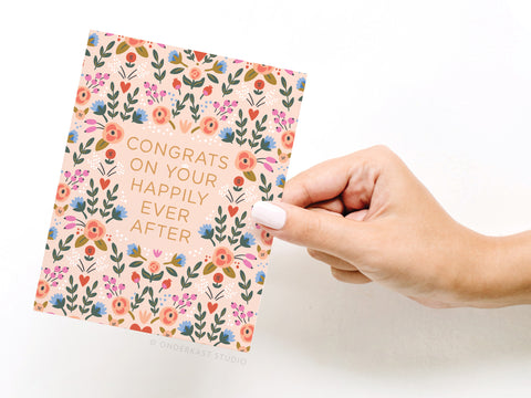 Congrats on Your Happily Ever After Floral Greeting Card