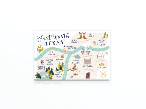 Fort Worth Map Refrigerator Magnet