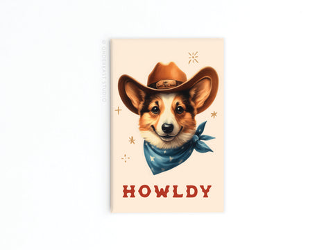 Howldy Cowboy Dog Refrigerator Magnet