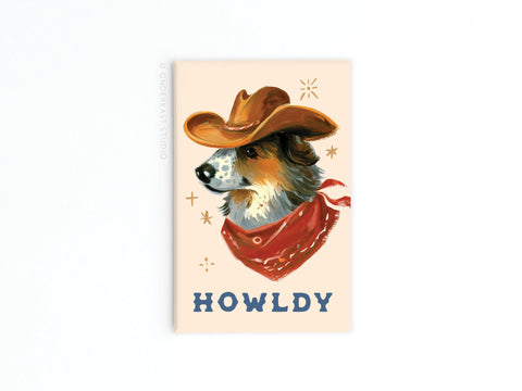 Howldy Cowboy Dog Refrigerator Magnet