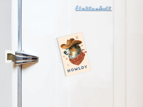 Howldy Cowboy Dog Refrigerator Magnet