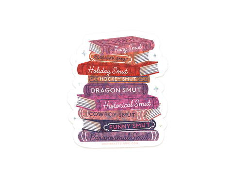 Smut Book Stack Glitter Sticker