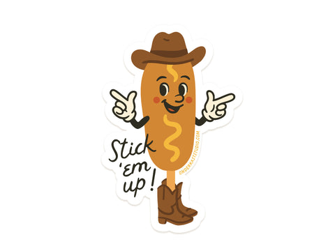 Stick 'Em Up Corndog Cowboy Sticker
