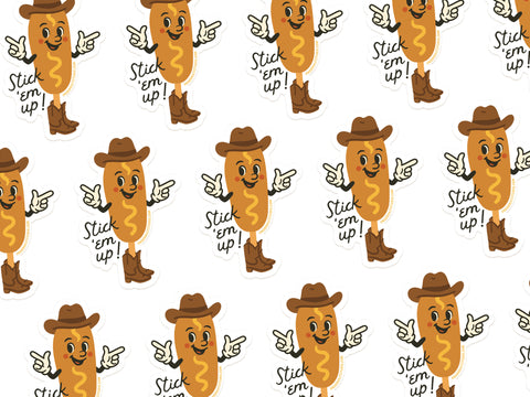 Stick 'Em Up Corndog Cowboy Sticker