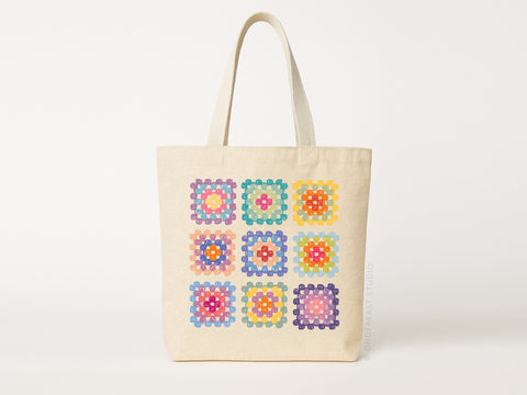 Granny Squares Crochet Tote Bag