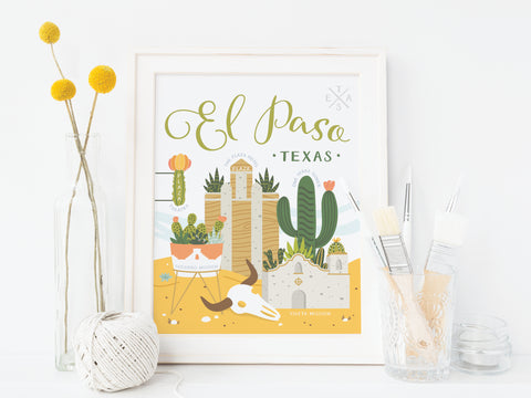 El Paso Succulent Skyline Art Print - onderkast-studio