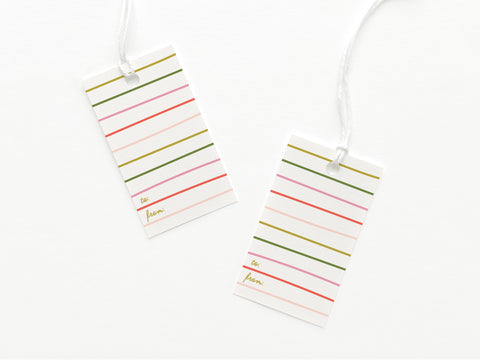 Green & Pink Stripes Gift Tag