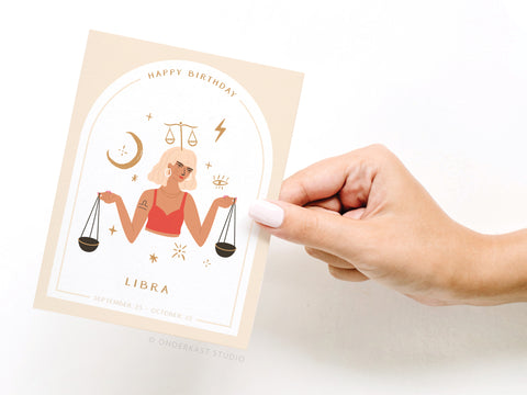 Happy Birthday Libra Zodiac Greeting Card