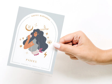 Happy Birthday Pisces Zodiac Greeting Card