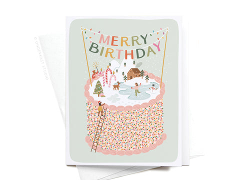 Merry Birthday Cake Greeting Card