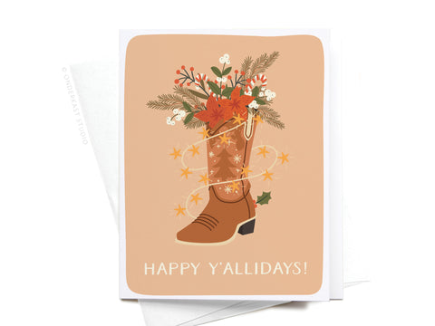 Happy Y’allidays! Cowboy Boot Greeting Card