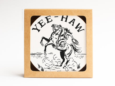 Yeehaw Cowgirl Coaster Set