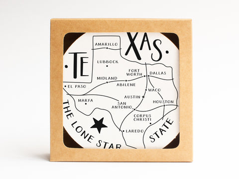 Texas State Map Coaster Set - onderkast-studio