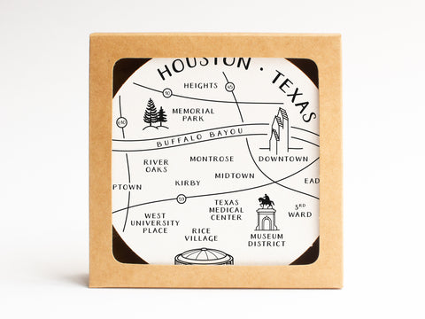 Houston Neighborhoods Map Coaster Set - onderkast-studio