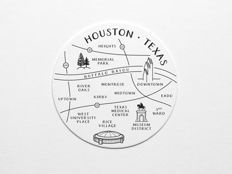 Houston Neighborhoods Map Coaster Set - onderkast-studio