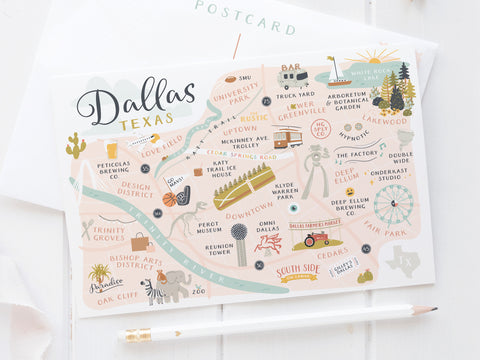 Dallas Map Postcard