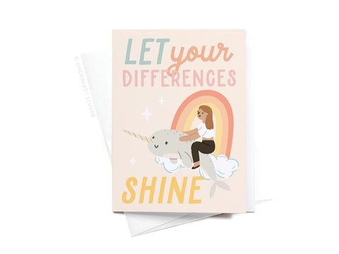 Let Your Differences Shine Narwhal Sticker Greeting Card