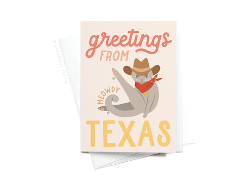 Greetings From Texas Meowdy Sticker Greeting Card