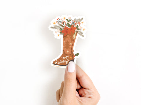 Happy Y'allidays Cowboy Boot Sticker