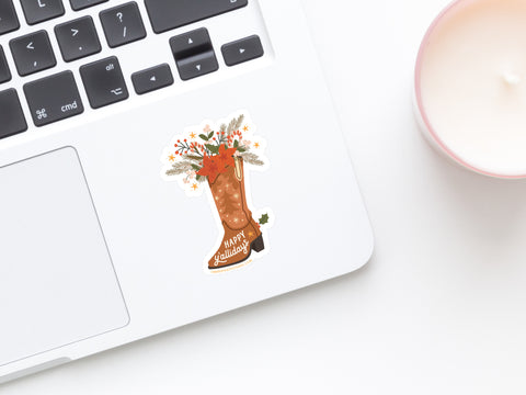 Happy Y'allidays Cowboy Boot Sticker