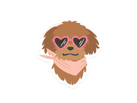 Dog w/ Heart Sunglasses Sticker