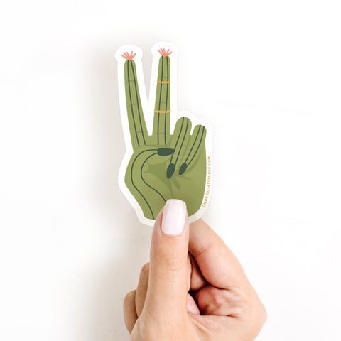 Cactus Peace Sign Sticker