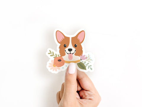 Corgi Floral Sticker