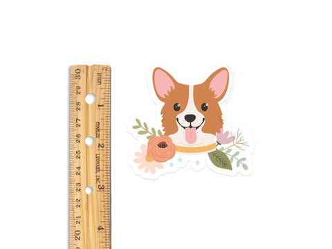 Corgi Floral Sticker