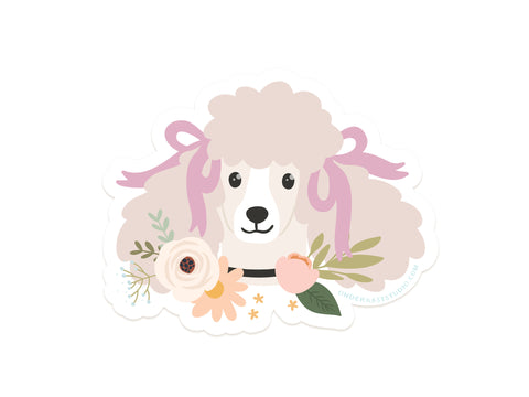 Poodle Floral Sticker
