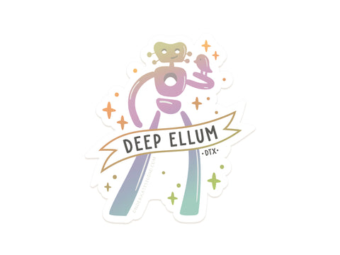 Deep Ellum Traveling Man Holographic Sticker