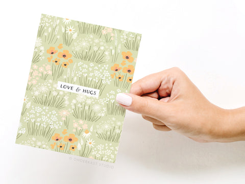 Love & Hugs Floral Greeting Card