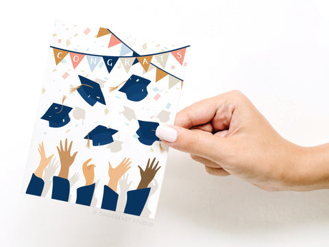 Congrats Graduation Caps Greeting Card