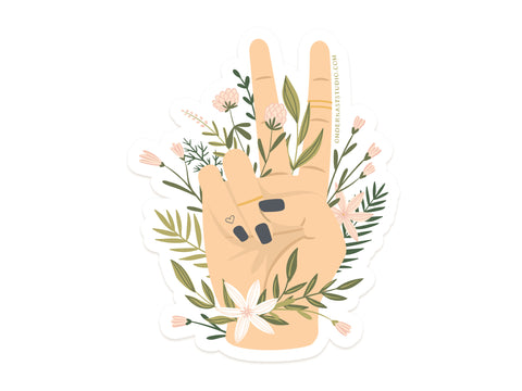 Floral Peace Sign Sticker