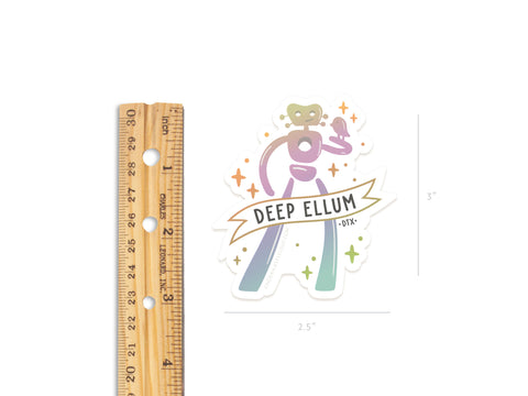 Deep Ellum Traveling Man Holographic Sticker