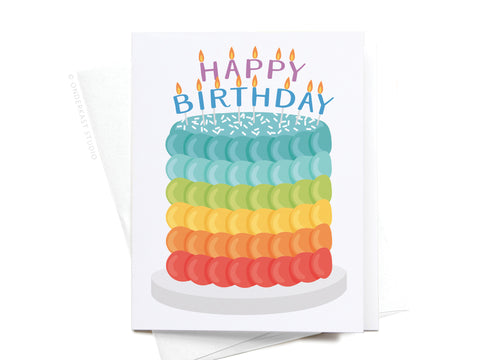 Happy Birthday Rainbow Cake Greeting Card