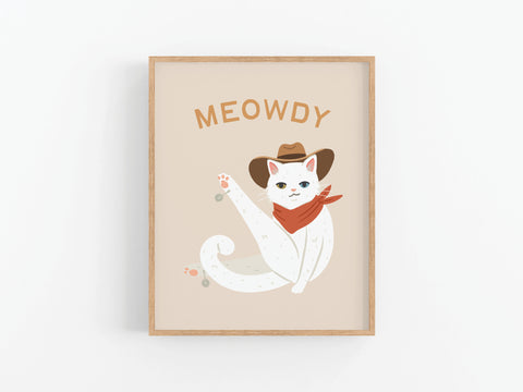 Meowdy Cat Art Print